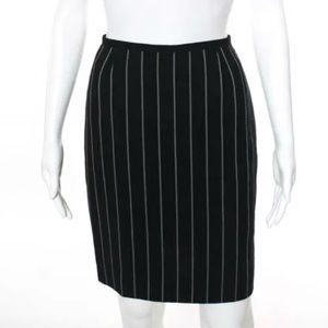 Armani Collezioni Black Wool Striped Pencil Skirt